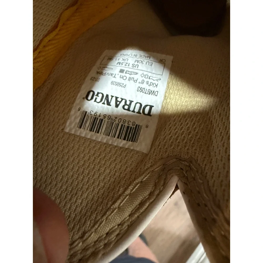Durango Kids 8 Inch Pink and Tan Western Pull On Cowboy Boots DWBT093 Size 12.5M